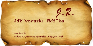 Jávorszky Réka névjegykártya